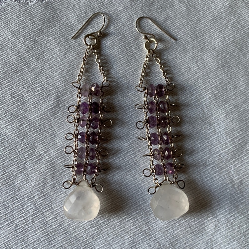 Amethyst rose quartz earrings